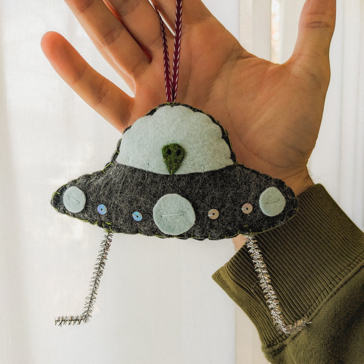 Handmade Felt UFO Christmas Ornament