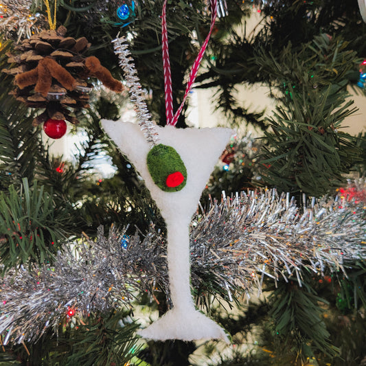 Handmade Felt Martini Cocktail Ornament