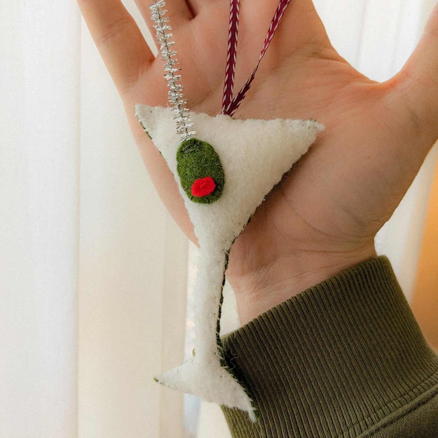 Handmade Felt Martini Cocktail Ornament