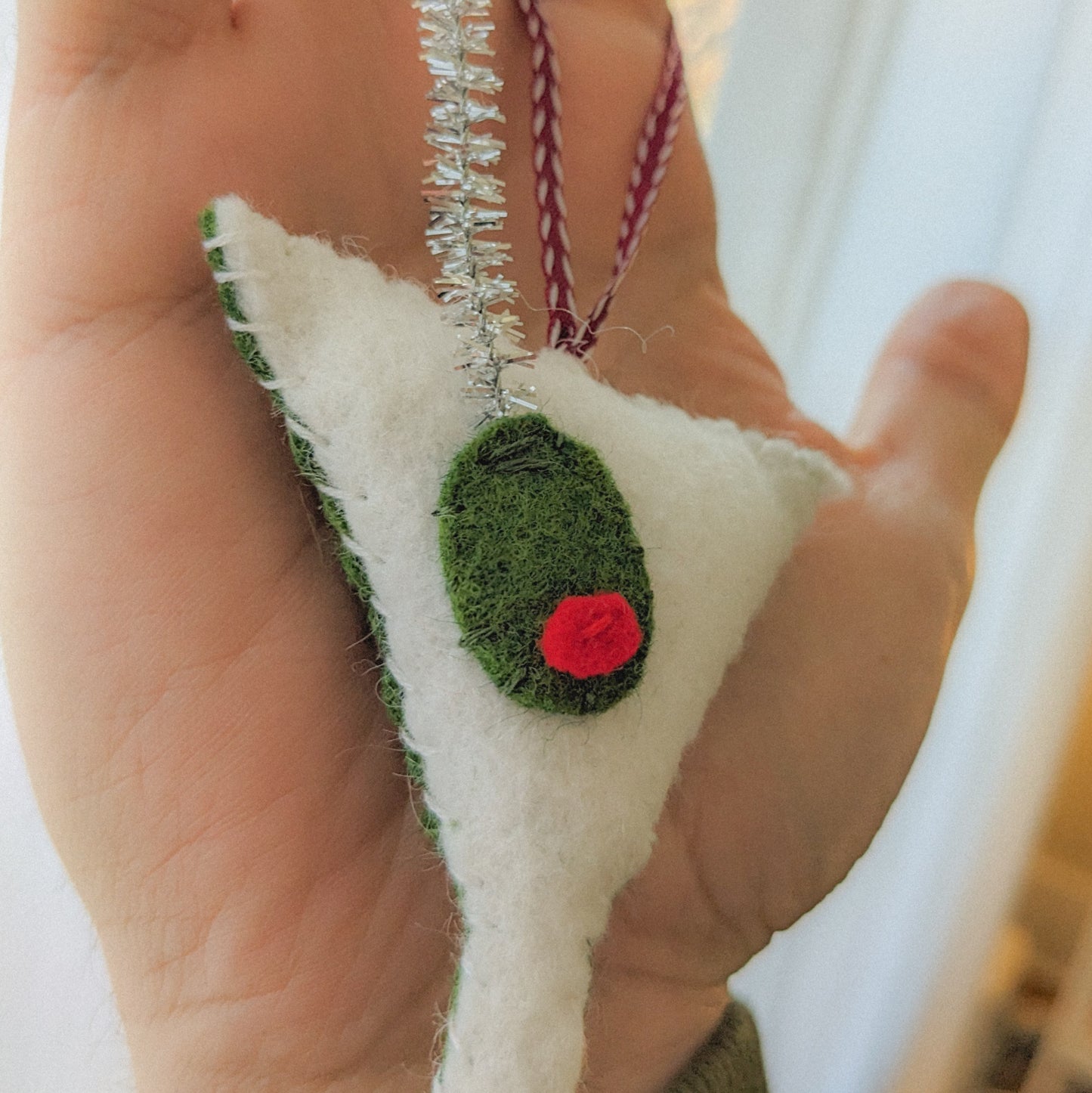 Handmade Felt Martini Cocktail Ornament