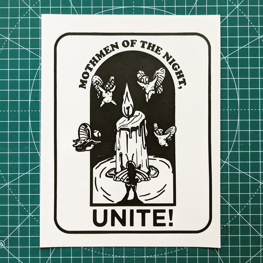 Cryptid Gathering: Handmade Mothman Risograph Print - 'Mothmen of the Night UNITE!'