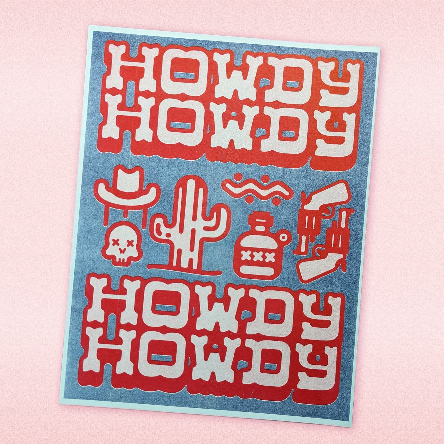 Wild West Wonders: Western Graphics Risograph Print - Embrace the 'Howdy' Spirit!