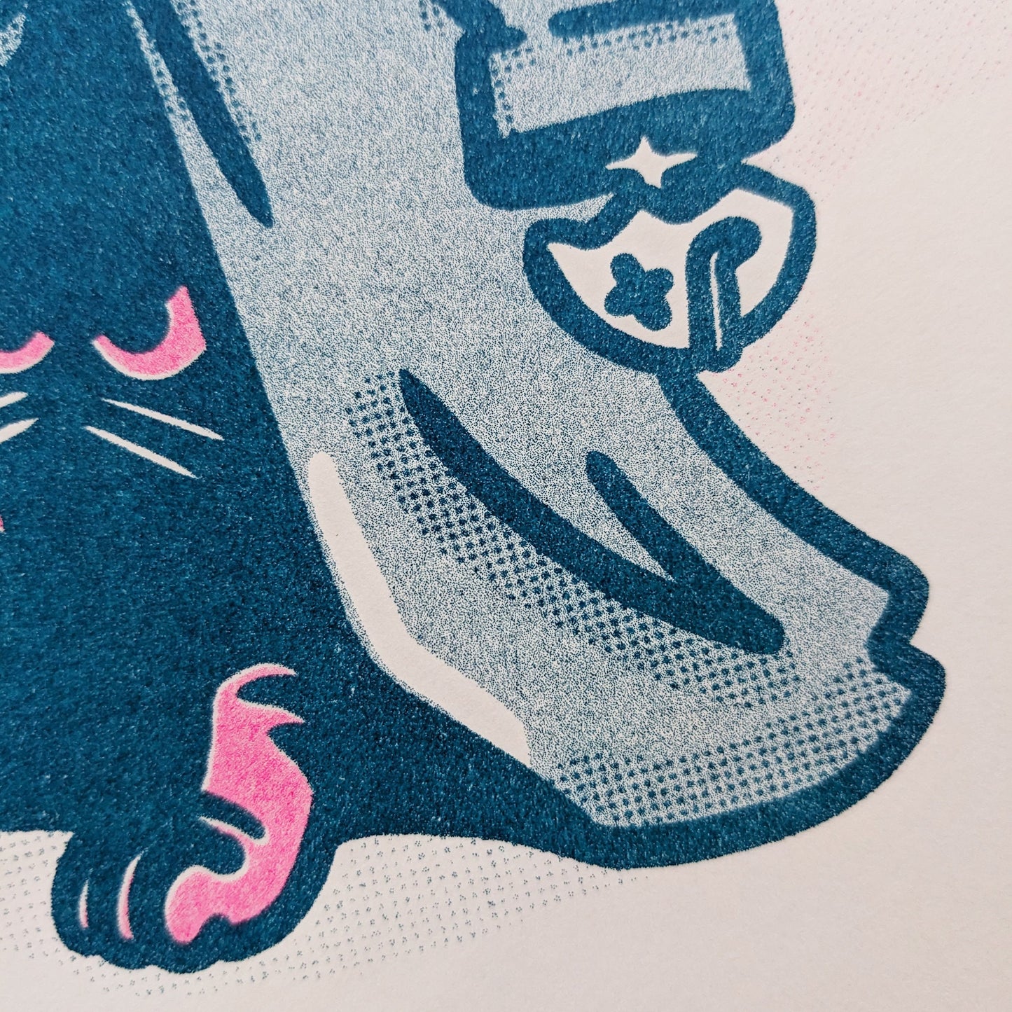 Cool Cats: Hand-drawn Trench Coat Cats Risograph Print