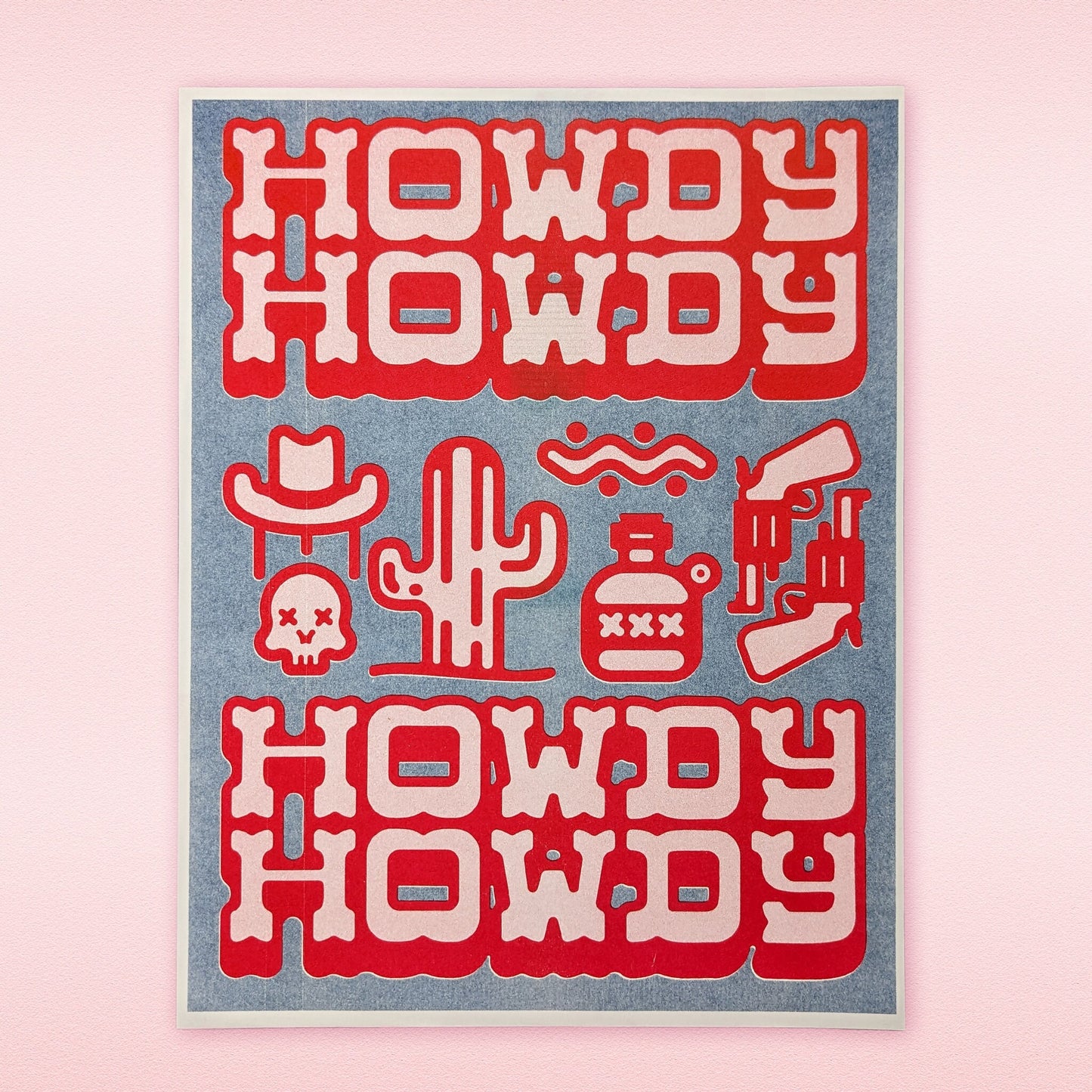 Wild West Wonders: Western Graphics Risograph Print - Embrace the 'Howdy' Spirit!