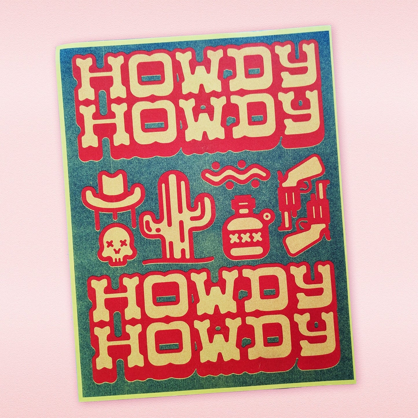 Wild West Wonders: Western Graphics Risograph Print - Embrace the 'Howdy' Spirit!